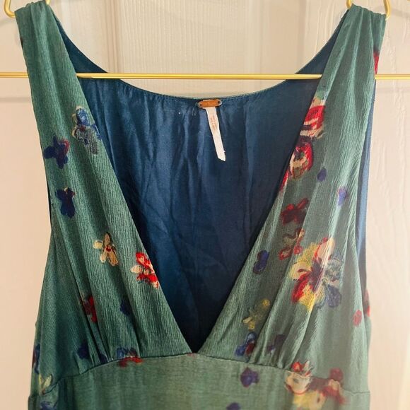 Free People Teal Floral Maxi Dress - Picture 4 of 7